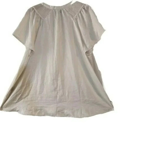 Lane Bryant Top Flutter Sleeve Collarless Ivory Size 18 V-neck Women's - Picture 2 of 10